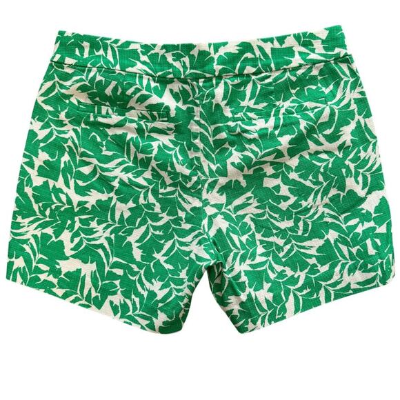 J. Crew 5" Basketweave Shorts Women Sz 4 Green White tropical leaf print 1216 - Picture 8 of 8